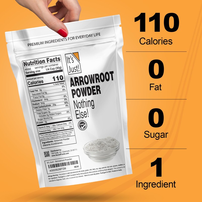 It's Just - Arrowroot Powder, 8oz, Natural Thickener, Gluten-Free, Dairy-Free,