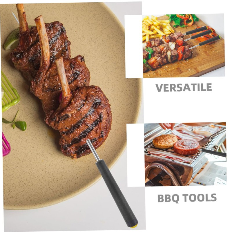 NOLITOY 8pcs Telescopic Barbecue Forks Set Stainless Steel Extendable Marshmallow