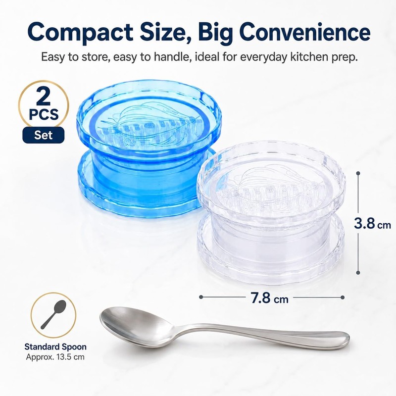 Manual Garlic Twister 2 Pcs, Clear Blue Garlic Mincer &
