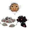 Labriciyon 5 Pcs Gray Fur Rattle Mouse Cat Toy Mice