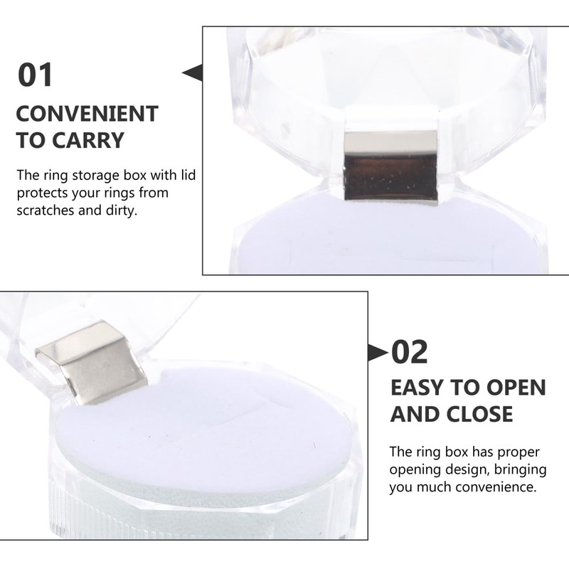 GANAZONO 20pcs Ring Case Transparent Engagement Ring Box Wedding Ring