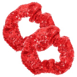 Luxshiny Christmas Hair Scrunchies 2pcs Shiny Sequin Hair Scrunchies Hairbands Elastic Hair Bands Hair Ropes Stretchy Hair Ties Ponytail Holder, Christmas Hair Accessories for Women Girls