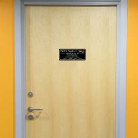 Maoerzai No Soliciting Sign for Home/Office, Modern Design 9x4 Inch Acrylic Sign, Self-Adhesive