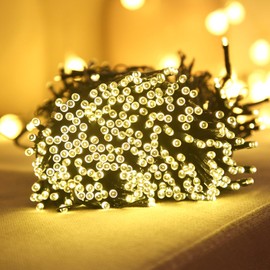 SyouHome 2 Pack Solar String Lights Outdoor, 200 LED 78 Ft Solar Lights Outdoor with 8 Lighting Modes, IP65 Waterproof for Garden, Patio, Xmas, Balcony, Tree, Wedding, Party Decor (Warm White)