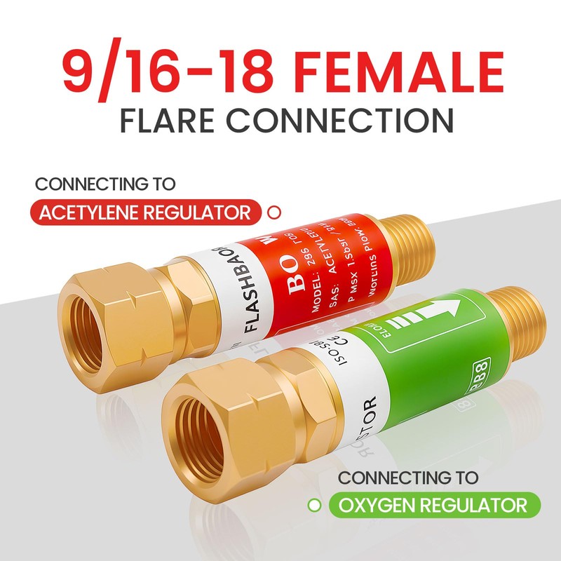 BO WELD Oxygen and Acetylene Flashback Arrestors Set Regulator End