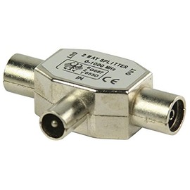 Splitter Coax Plug - 2X Coax SKT Metal, Signal Splitter Aerial, Satellite Equipment - CSGP40951ME