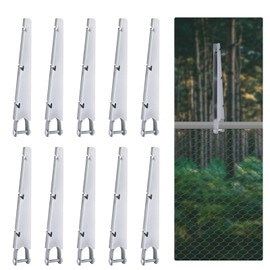 GRELWT 10 Pack 15.7" Barbed Wire Arm for 1-5/8" Chain Link Fence, U Bracket Design, Galvanized Steel Fence Height Extender for Garden Outdoor,Sliver