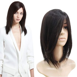 Human Hair Crown Wiglet Replacement Smart 10x8cm Topper Piece Side Parting 38cm Brown