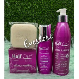 Half Cast Glow Fairness Lightening Beauty Milk 450ml, Serum 100ml & Soap 200g