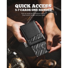 DUGRAFT Card Holder Wallet for Men, Minimalist Pop up Wallet RFID Blocking Slim Card Wallet Holds 10 Cards and Notes