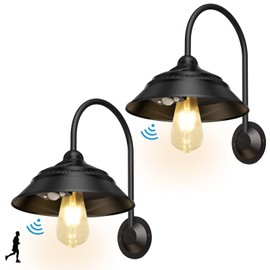 Ufelizor 2 Pack Solar Barn Light, Solar Wall Sconce Light Outdoor with 3 Lighting Modes & Motion Sensor, Waterproof Farmhouse Light Outdoor for Chicken Coop Garage Shed
