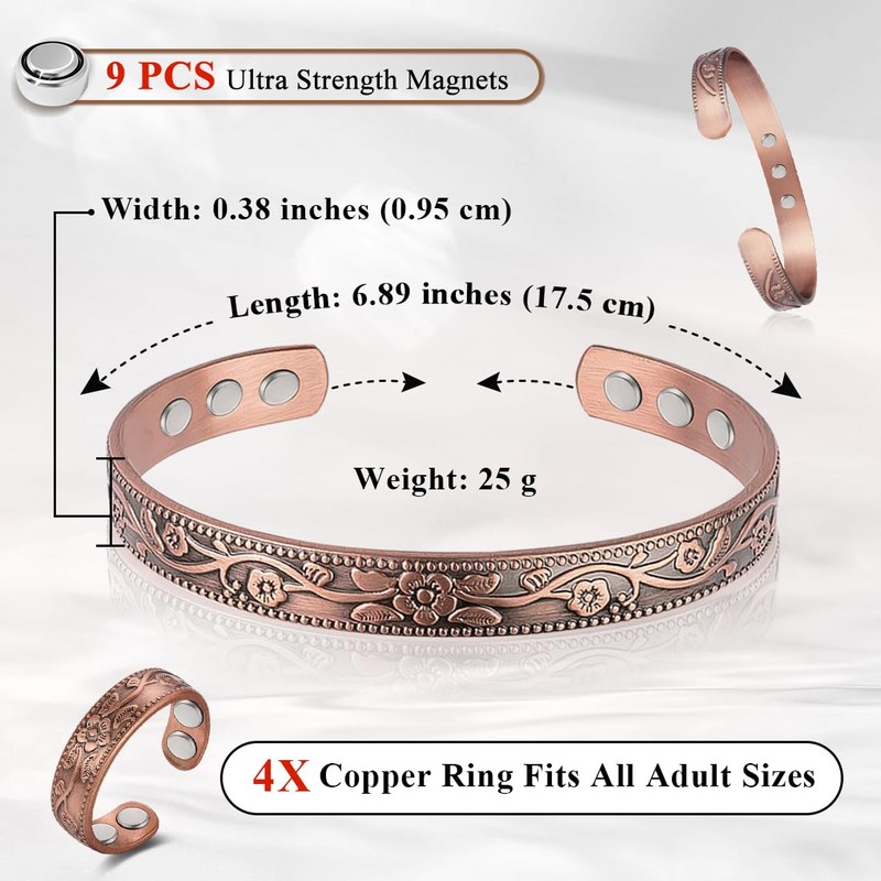 Vicmag Copper Magnetic Bracelet for Women and Men Ultra Strength