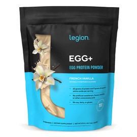 LEGION Egg+ Protein Powder with BCAAs - Naturally Sweetened and Flavored Egg White Protein Powder - Fast Digesting Protein for Muscle Growth and Strength, Vanilla, 20 Servings