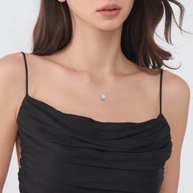 JACUPO Brillant runder Moissanit-Halskette für Frauen 18K Weißgold-beschichtet Schmuck für Mutter Liebe Freundin Muttertag Geburtstagsgeschenk für Sie 18 Zoll (2 CT)