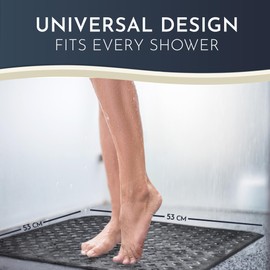Homerella Shower Mat Skin-Sensitive 53 x 53 cm Includes Hanging Brackets Non Slip Shower Mats for Inside Shower BPA-Free Latex-Free Shower Mat Non Slip Anti Mould and Machine Washable