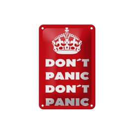 Tin Sign 18 x 12 cm with German Text "Don`t Panic Don`t Panic! DekoNo7