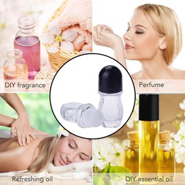 Clear Glass Roller Bottles with Plastic Ball,Deodorant Roll On Bottles Containers Leak Proof Massage Roller Ball Bottles with Cap For Essential Oils Perfume Cosmetics,Refillable Containers (2Pcs 50ML)