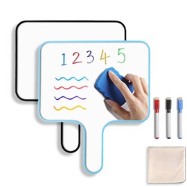 Lemical Double-Sided Magnetic White Board 2 Pack Dry Erase Paddles Auction Paddles Handheld Dry Erase Board for School Office Home (Set of 2 Boards & 3 Markes)