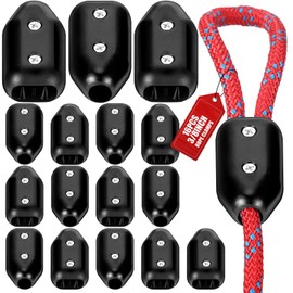 VioraWhite 16 Pcs Rope Clamps, Reusable Rope Clamp 3/8 Inch Black Plastic Rope Connector Clamp Suitable for 7-8 mm Nylon Rope or Braided Ropes