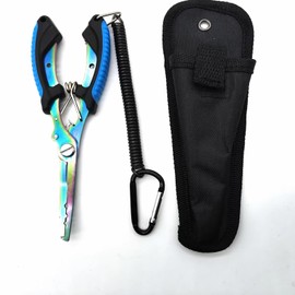 Tgpiao Multi-Functional Fishing Pliers, Gripper - Stainless Steel Hooks, Cutters and Sheath 、 Lanyard Included 1Pack (Blue)