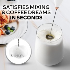 Zulay Kitchen Powerful Milk Frother Wand With 4 AA Duracell Batteries - Ultra Fast Handheld Drink Mixer - Electric Whisk Foam Maker for Coffee, Lattes, Cappuccino, Matcha & Creamer