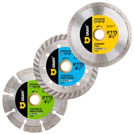 4 1/2 Inch Diamond Blade for Angle Grinder Arbor 7/8"-5/8" – Set Diamond Cutting Wheel for Stone, Marble, Granite, Brick, Masonry, Concrete – Diamond Saw Blades for Dry and Wet Cutting GRAFF