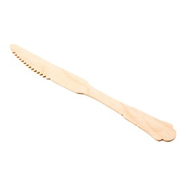7.9 Inch Wooden Disposable Knives, 500 Eco-Friendly Compostable Knives - Baroque Style, Durable, Natural Wood Biodegradable Knives, Splinter-Free, Cutlery For Parties Or Catering - Restaurantware