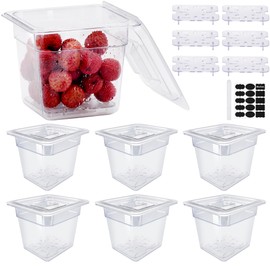 AIMAOGOU 1/6 6'' 6 Pack NSF Commercial Food Pans with Lids & Drain Tray, 1/6 Size 6 Inch Deep Restaurant Containers, Food Storage with Capacity Scale, Restaurant Supplies Hotel Pan, Polycarbonate
