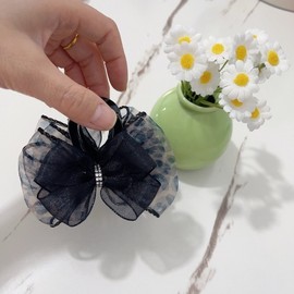 New Chiffon Mesh Fashion Lace Hair Clip with Simple Double-Sided Leopard Print One- 10ea