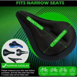 Bike Seat Cushion Cover - Gel Padded Bike Seat Cover for Men Women, Extra Soft Exercise Bicycle Seat Compatible with Peloton, Outdoor & Indoor
