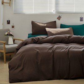 Pureant Dark Brown Comforter Set Queen Size Mocha Coffee Bedding Comforters Plain Brown Cotton Bed Quilts Men Women Chocolate Brown Comforter Luxury Soft Dusty Brown Comforter Bedding Vintage Chestnut