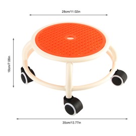 Tissting Rolling Stool Low Swivel Stool 7x11 Inch Plastic Rolling Chair with Wheels, Universal Roller Seat for Home, Office, School(Orange)