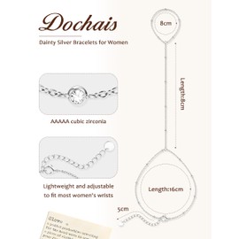 Dochais Bracelets for Women,14K Gold/Silver Plated Dainty Hand Chain Bracelets Trendy Ring Chain Bracelet Charm Gold Cuff Bangle Stackable Bracelet Fashion Body Jewelry Adjustable Waterproof GiftsP