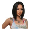 Peluca Corta De Pelo Negro Natural Liso Medio Para Mujer