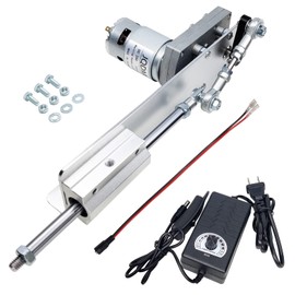 JQDML Higher Torque Reciprocating Cycle Linear Actuator DC 24V 120RPM Variable Speed Adjustable Stroke 2CM-8CM Max 40 lbs,with Power Supply (24V80mm120rpm)