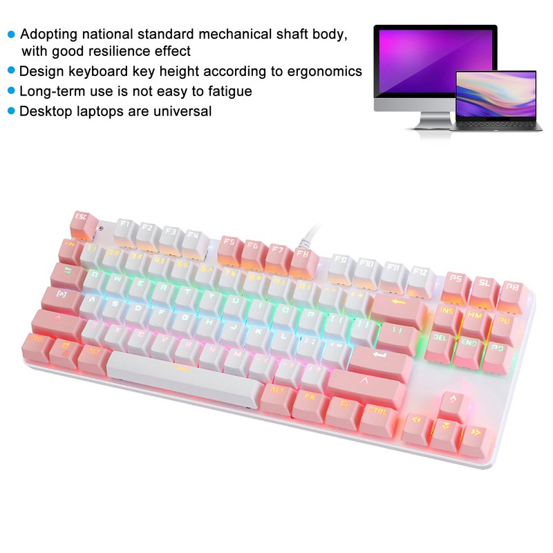 Keyboard Mechanical Gaming 87 Key Mixed Light Computer Supplies for