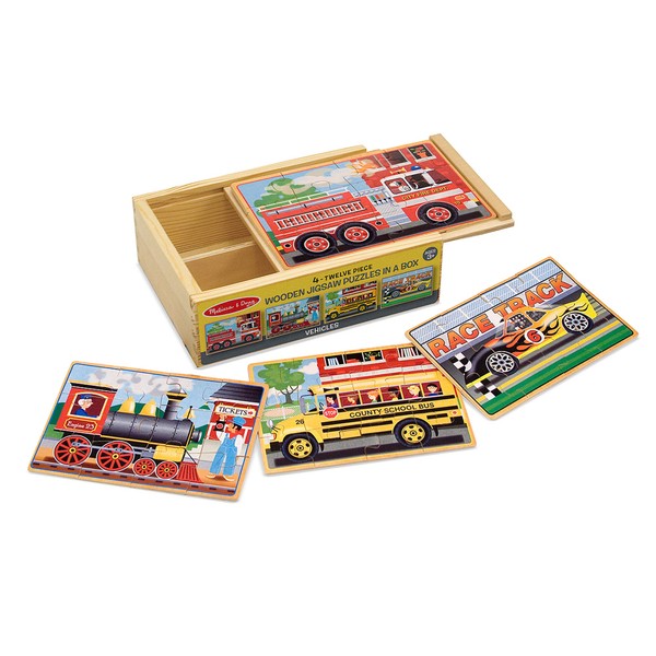 Melissa & Doug Vehicles 4-in-1 Wooden Jigsaw Puzzles