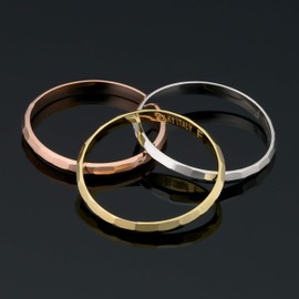 KoolJewelry Minimalist Women's 14k Rose Gold 2mm Hammered Diamond-cut Band Ring (size 9)