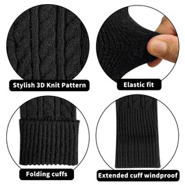 Gloves for Women Driving Black Touch Screen Gloves Women for Cold Weather Warm, Long Black Fancy, Designed With Thumb and Index Finger Openings for Seamless Touchscreen Use, Sleek Style - 1 Pair