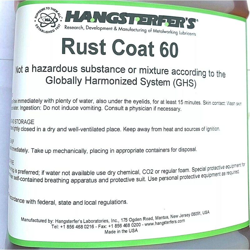 HANGSTERFER'S RUST COAT 60 GALLON RUST INHIBITOR LUBRICATOR