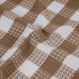 Blue Needles Waffle Weave Check Plaid Dish Cloths, 12x12 Inches 100% Cotton Set of 8 Dish Towels for Kitchen, Ultra Soft & Absorbent Kitchen Towels for Quick Drying Spring Summer - Beige & White
