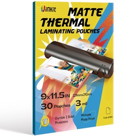 Uinkit Matte Thermal Laminating Pouches, 9 x 11.5 Inches 3 Mil Thick Matte Finish 30 Pack Fitted for Letter Size Laminating Sheets 8.5 x 11