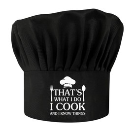 That's What I Do I Cook and I Know Things,Funny Chef Hat,Adjustable Kitchen Cooking Hat for Men & Women,Chef Gift,Cooking Grilling Baking Home Kitchen Work Cap Black