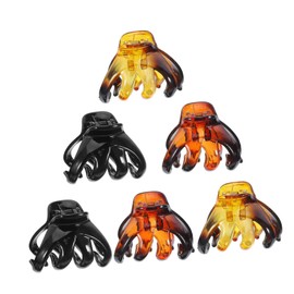 Gatuida 6pcs Octopus Hair Clips Lightweight Plastic Toothed Ponytail Holders for Women Decorative Hair Accessories Bright Black Green Tortoiseshell for