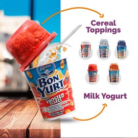 BON YURT ALPINA Frosted Flakes - 12 Pack, 5.7 oz each - Flip Yogurt with Frosted Flakes Cereal Cups - Breakfast Food Cereals - Kids Yogurt - Yogurt with Toppings