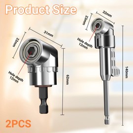 Yamobi 2 Pack Angle Screwdriver Attachment, 90 Degree Angle Attachment for Cordless Screwdriver, Angle Drill Attachment 1/4 Inch for Cordless Screwdriver, Angle Gear for Precise Screwing and Drilling
