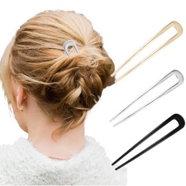 Semato 3pcs French Hair Pin hair Sticks U-Shaped French Pins Metal Hair Pins for Women French Twist Hair Pin Hair Fork