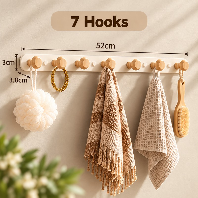 No-Drill Wall Coat Rack for Clothes & Bags – Carbon