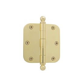 Grandeur Hardware 809001 3.5" Ball Tip Residential Hinge with 5/8" Radius Corners, 3.5" x 3.5", Unlacquered Brass
