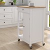 ROCKRAIN White Kitchen Island Cart: Modern Rolling Trolley with Adjustable